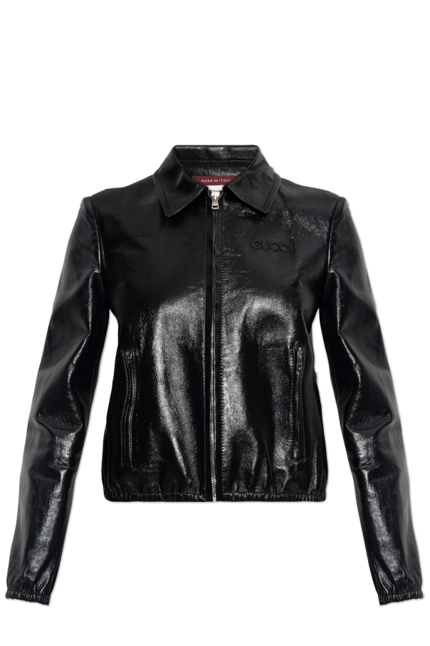 Gucci Leather jacket with logo