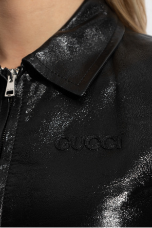 Gucci Leather jacket with logo