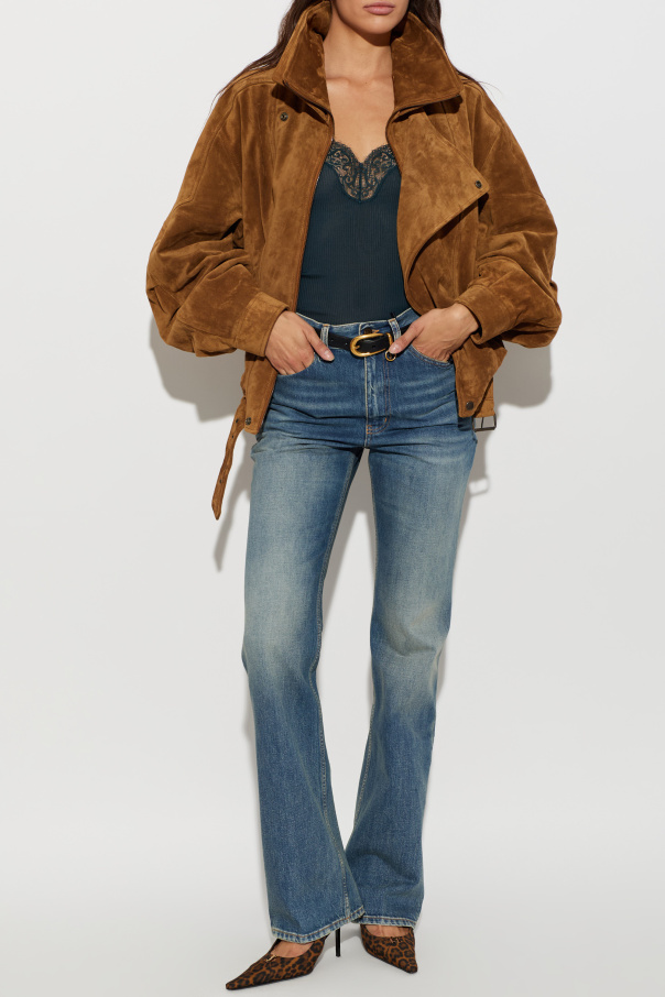 Saint Laurent Leather jacket with belt