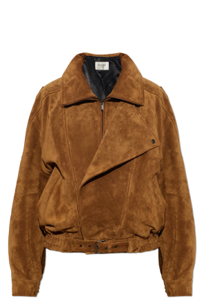 Leather jacket with belt