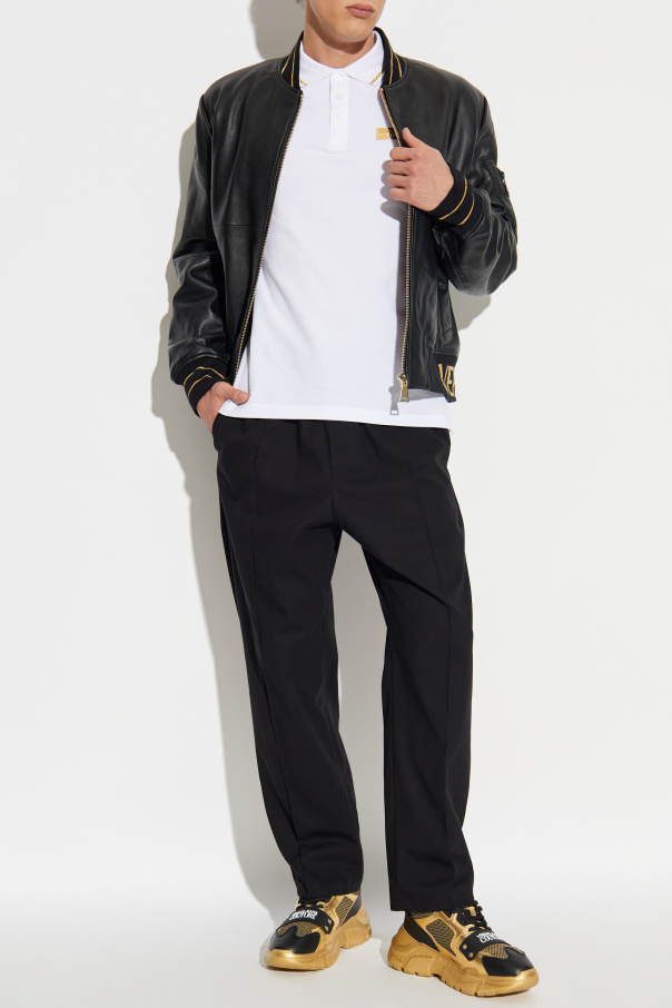 Versace Jeans Couture Chaqueta de cuero tipo "bomber"