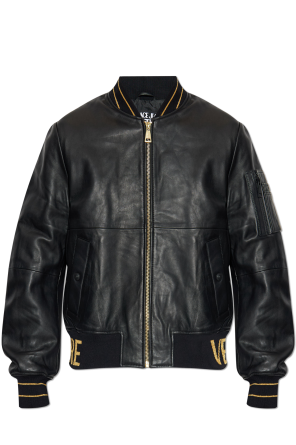 Leather bomber jacket