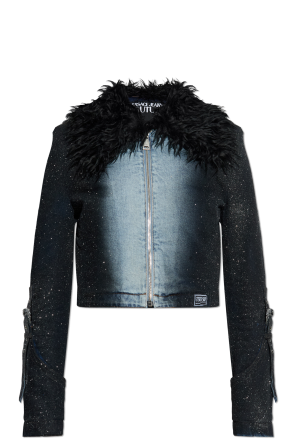 Denim jacket with shimmering glitter