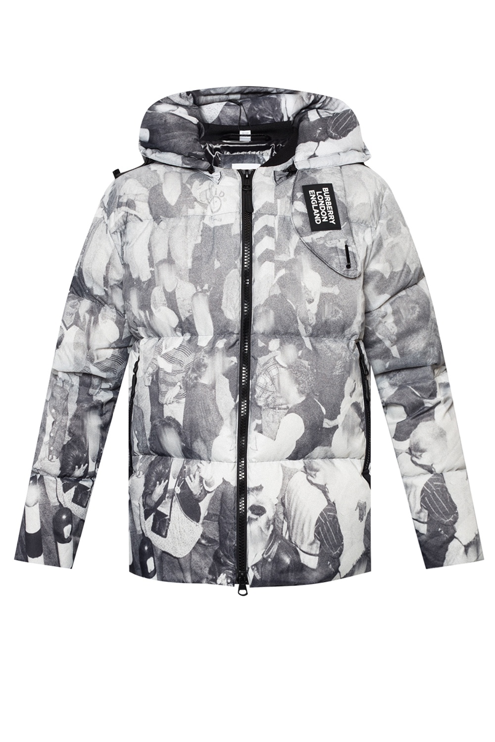 burberry logo graphic hooded puffer jacket