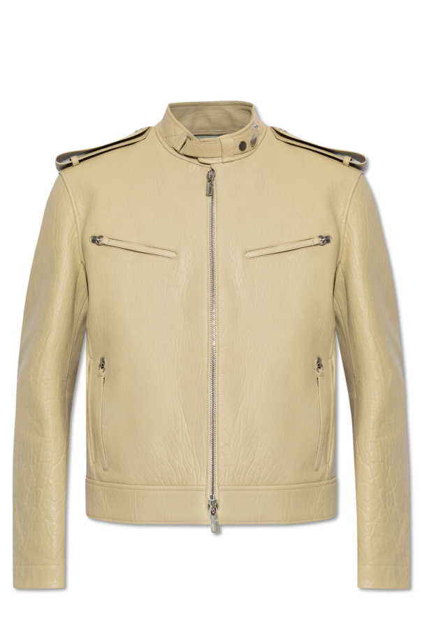 Leather jacket with stand-up collar od Burberry