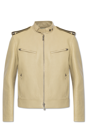 Leather jacket with stand-up collar od Burberry