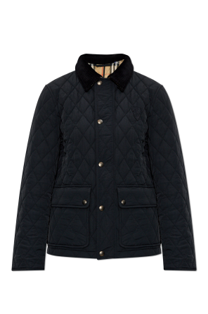 Quilted jacket with corduroy collar