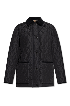 Quilted jacket with corduroy collar