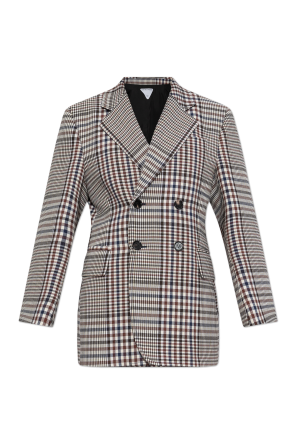 Dwurzędowa marynarka ze wzorem w kratę