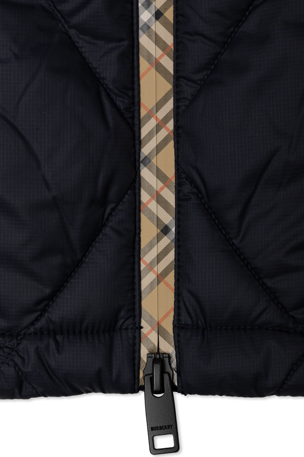 Burberry Kids Navy Quilted ‘Cheswick’ Puffer Vest by Burberry Kids