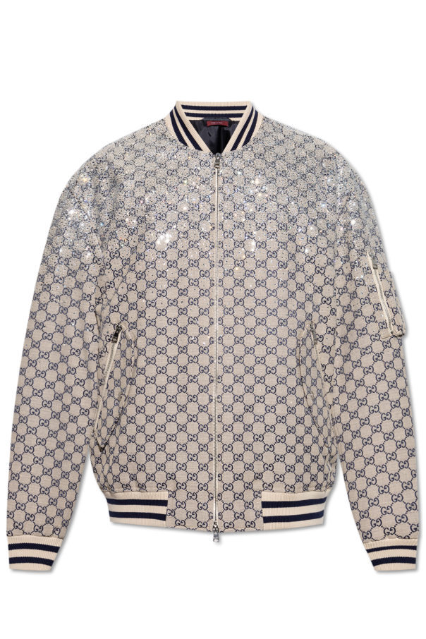Padded bomber jacket with shimmering appliqués, zdjęcie 1 Padded bomber jacket with shimmering appliqués od Gucci