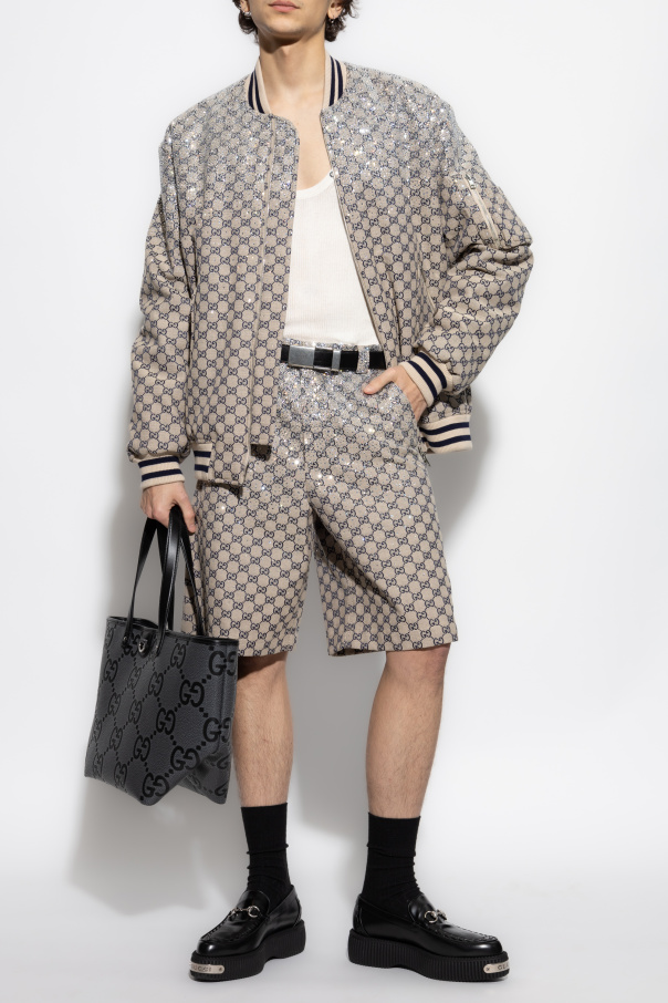 Gucci Padded bomber jacket with shimmering appliqués