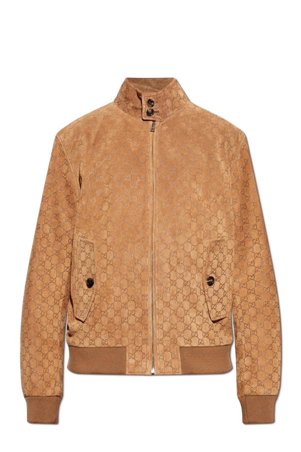 Suede jacket with stand-up collar, zdjęcie 1 Suede jacket with stand-up collar od Gucci