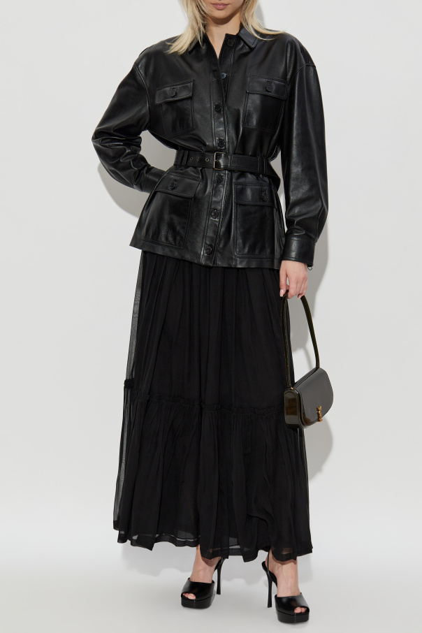 Saint Laurent Lederjacke mit Gürtel