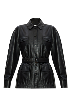 Leather jacket with belt