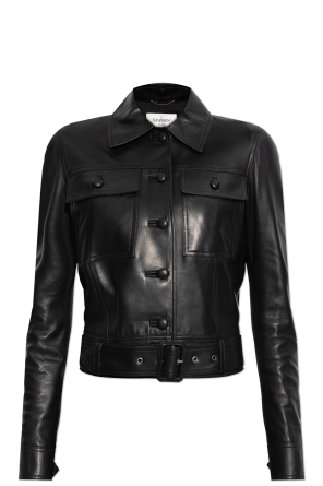 Chaqueta de cuero con cinturón