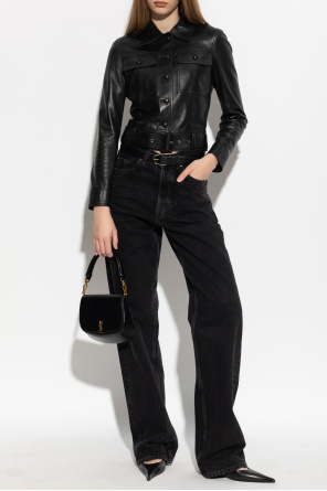 Leather jacket with belt od Saint Laurent