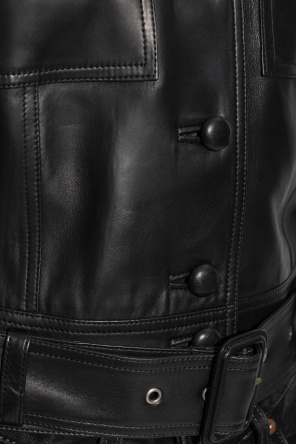 Saint Laurent Lederjacke mit Gürtel