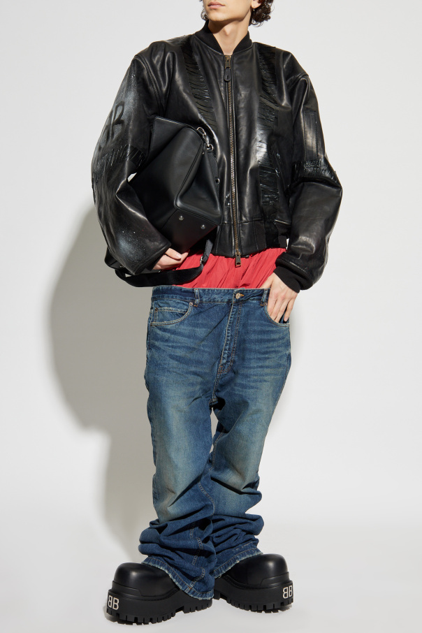 Balenciaga Lederjacke im bomber-Stil