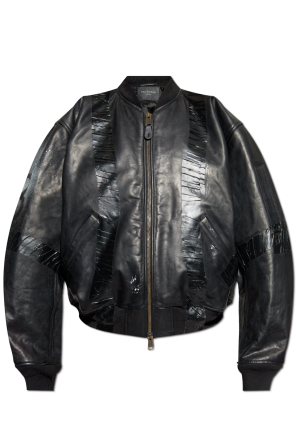 Leather bomber jacket