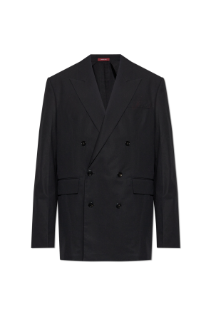 Double-breasted blazer with embroidered logo