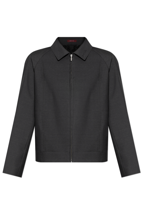 Wool jacket with embroidered logo on the collar od Gucci