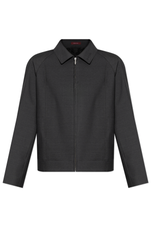 Wool jacket with embroidered logo on the collar