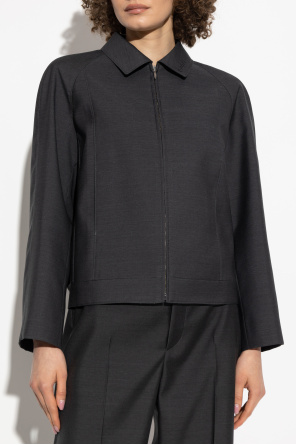 Gucci Wolljacke mit gesticktem Logo am Kragen