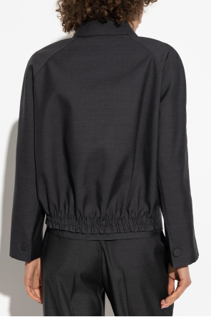 Gucci Wolljacke mit gesticktem Logo am Kragen