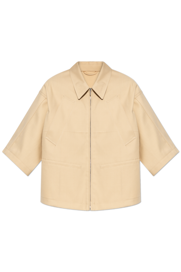 Jacket with embroidered logo on collar od Gucci