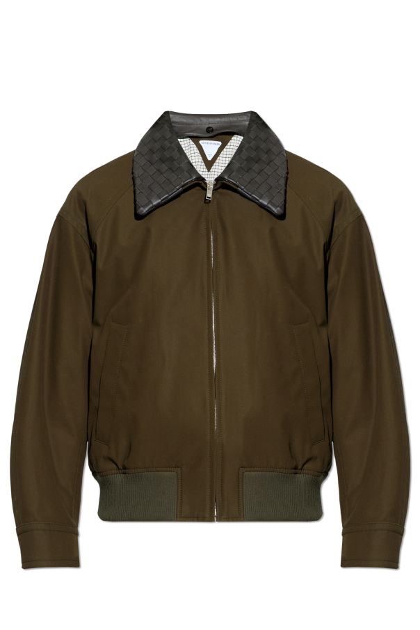 Cotton jacket with leather collar od Bottega Veneta