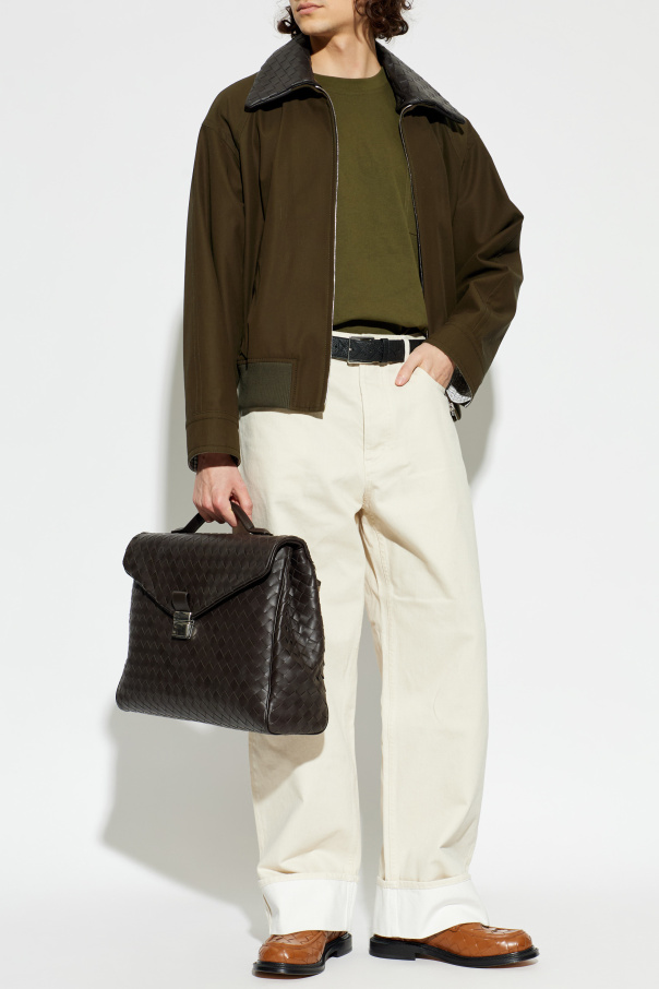 Bottega Veneta Cotton jacket with leather collar