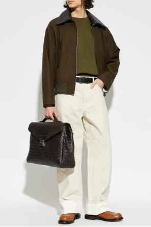 Cotton jacket with leather collar od Bottega Veneta