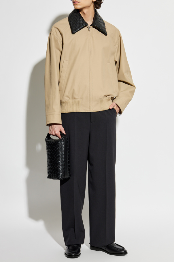 Bottega Veneta Chaqueta con cuello de cuero