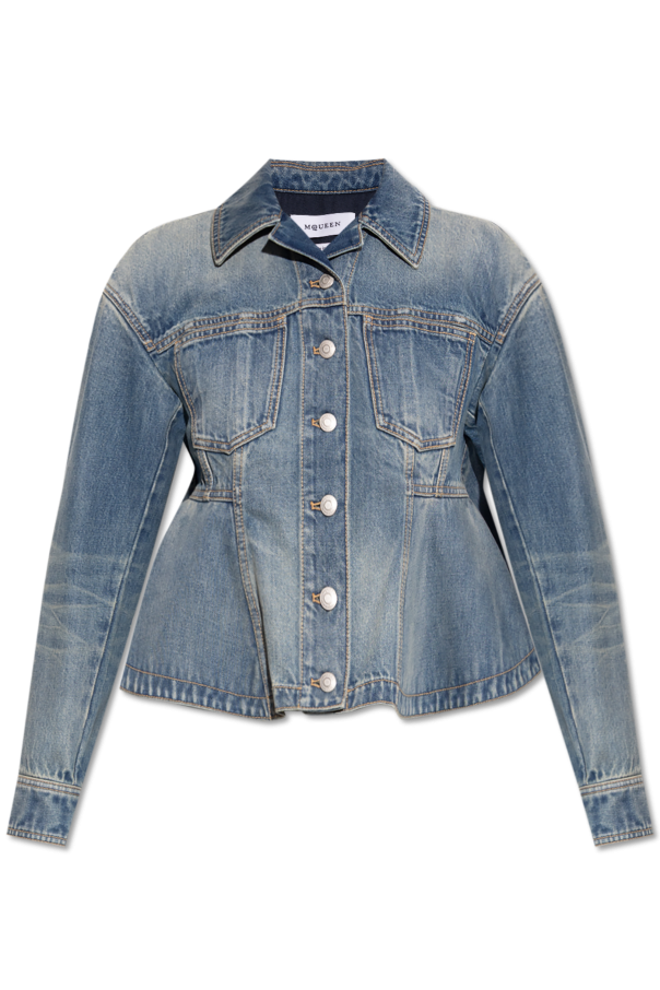 Alexander McQueen Denim jacket with peplum