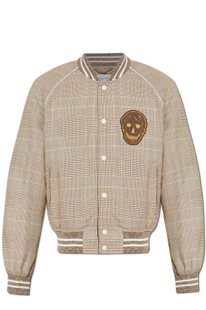 Bomber jacket with a check pattern