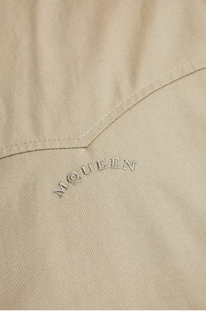 Alexander McQueen Chaqueta de algodón con cuello mao