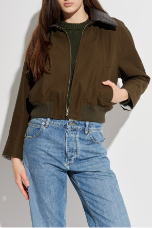Bottega Veneta Chaqueta con cuello de cuero
