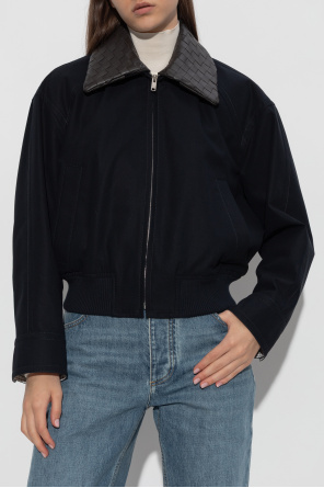 Bottega Veneta Kurtka ze skórzanym kołnierzem