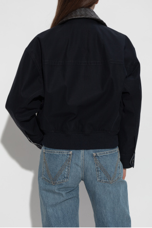 Bottega Veneta Kurtka ze skórzanym kołnierzem