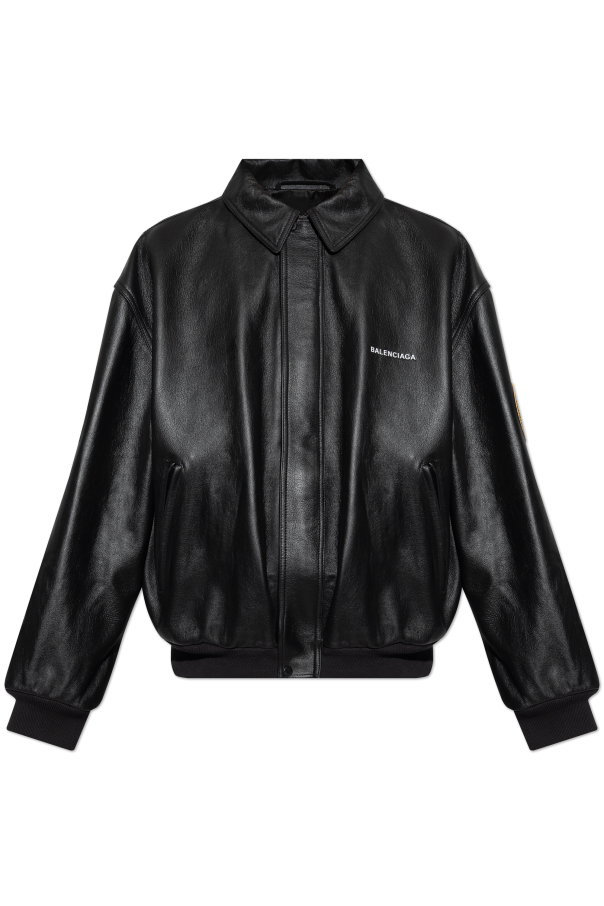 Leather jacket with patch od Balenciaga