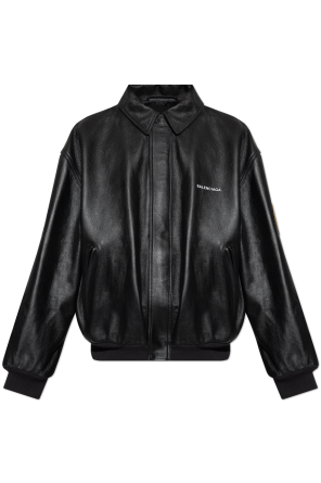 Leather jacket with patch od Balenciaga