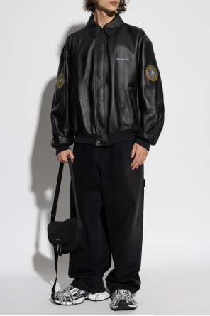 Leather jacket with patch od Balenciaga