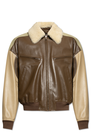 Chaqueta de cuero con cuello de piel od Bottega Veneta
