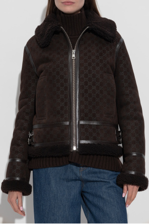 Gucci Abrigo de piel vuelta con patrón "GG"