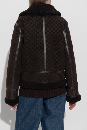 Gucci Abrigo de piel vuelta con patrón "GG"