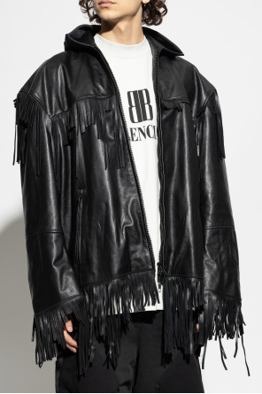 Balenciaga Lederjacke mit Kapuze