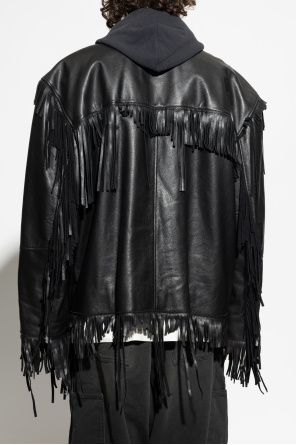 Balenciaga Lederjacke mit Kapuze