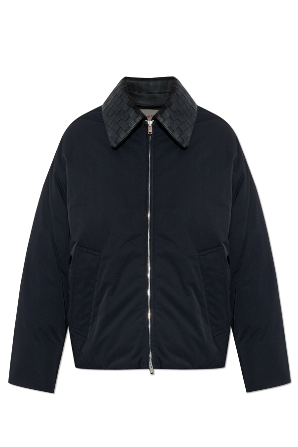 Down jacket with detachable leather collar od Bottega Veneta