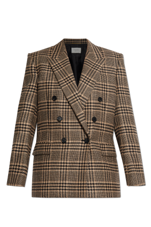 Dwurzędowa marynarka ze wzorem w kratę